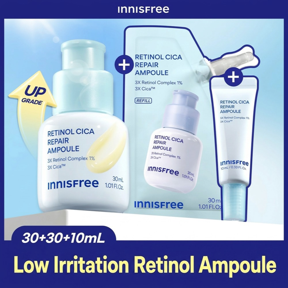 [Add 10ml cream/1+1] Innisfree Retinol Cica Moisture Barrier Ampoule 30ml Refill Set (+30ml refill)